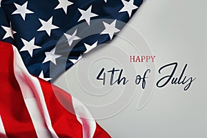 Happy Independence day July 4th.American flag with the text Happy 4th of July