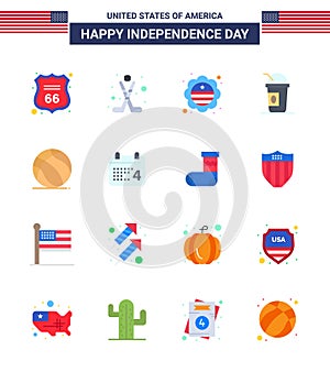 Happy Independence Day Pack of 16 Flats Signs and Symbols for ball; states; country; limonade; america