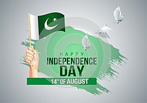 Happy Independence day Pakistan 14th august. vector illustration.greeting card