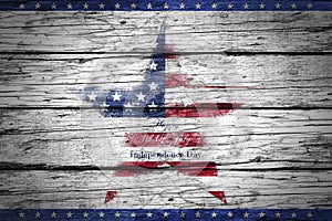 Happy Independence Day. Star on rustic wooden background