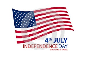 Happy independence day United States of America, 4th of July card with flat design