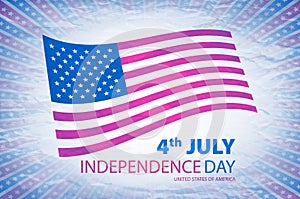 Happy independence day United States of America, 4th of July card with flat design