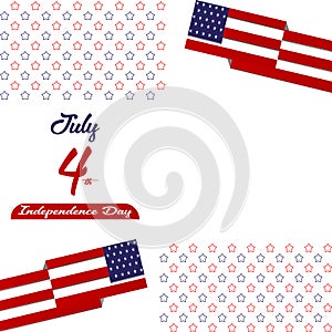 Happy independence day United States of America, 4th of July card with Star, Flag flat design