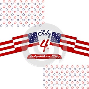 Happy independence day United States of America, 4th of July card with Star, Flag flat design