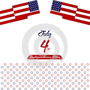 Happy independence day United States of America, 4th of July card with Star, Flag flat design