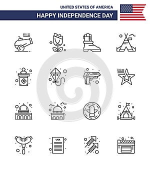 Happy Independence Day USA Pack of 16 Creative Lines of stage; usa; shose; american; tent