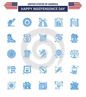 Happy Independence Day USA Pack of 25 Creative Blues of bar; landmark; american; gate; arch