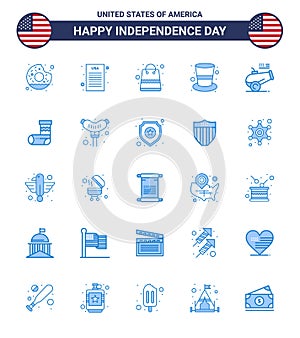 Happy Independence Day USA Pack of 25 Creative Blues of howitzer; big gun; money; magic hat; cap