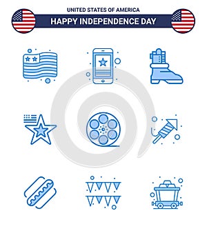 Happy Independence Day USA Pack of 9 Creative Blues of video; movis; shose; usa; american