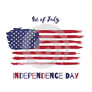 Happy Independence Day. USA vector watercolor flag