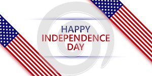 Happy Independence Day vector illustration for USA holiday celebration. American flag blue red white colors ribbons.