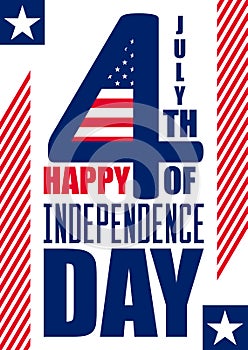 Happy Independence Day vertical background. July 4th. Fourth. Vector - Memorial. Flag. Patriotic celebrate