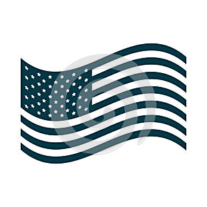 Happy independence day, waving american flag national symbol silhouette style icon