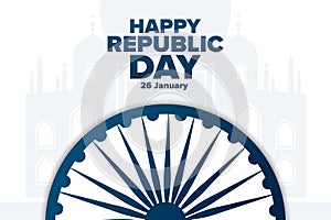 Happy India Republic Day. 26 January. Holiday concept. Template for background, banner, card, poster with text