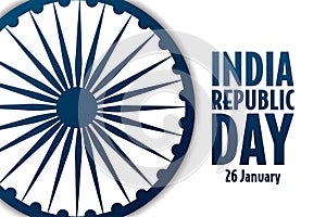 Happy India Republic Day. 26 January. Holiday concept. Template for background, banner, card, poster with text