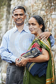 Happy indian adult people couple