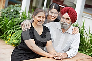 Happy indian adult people family photo