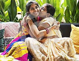 A happy Indian family at home photo