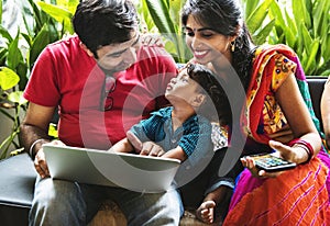 A happy Indian family spending time together