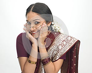 Happy indian girl with specs photo