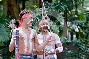 Happy Indigenous Australians Men Hunting photo
