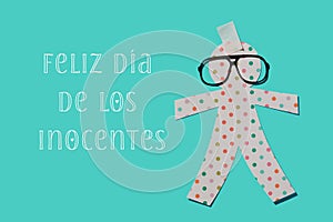 Happy innocents day in spanish and paper doll