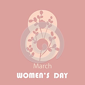 Happy International Women\'s Day. Background for March 8th with number 8.