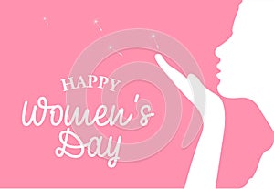 Happy International Women's Day on March 8th design background. Illustration of woman's face profile with retro style