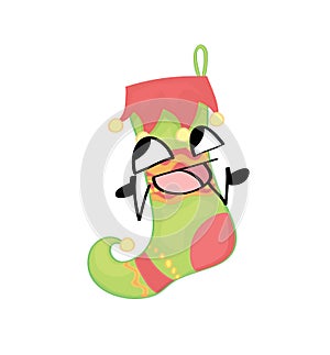 Happy  internet meme illustration of christmas elf sock