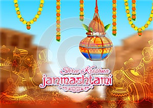 Happy Janmashtami festival background of India