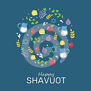 happy jewish shavuot celebration poster template vector