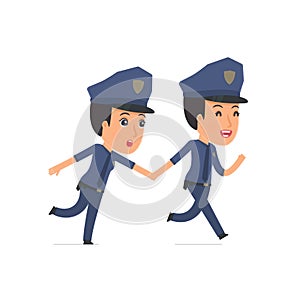 Happy and Joyful Character Constabulary runs and drags his friend to show him something photo
