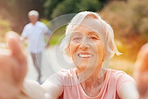 Happy joyful woman looking into the camera