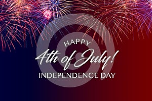 Happy July 4th Greeting with red and blue background