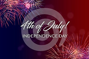 Happy July 4th Greeting with red and blue background