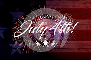 Happy July 4th Greeting with red and blue background