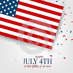 Happy July 4th Independence day celebration banner. USA national holiday design concept with a flag