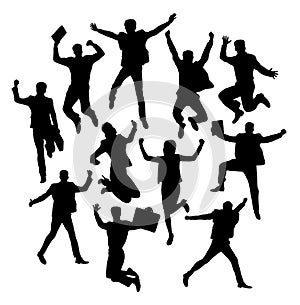 Happy Jumping Business Activity Silhouettes, art vector design