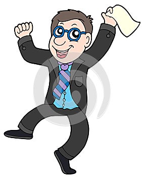 Happy jumping businessman