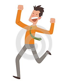 Happy jumping businessman vector