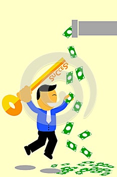 Happy Jumping Man, He success get his earn income