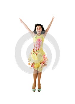 Happy jumping woman