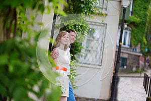 Happy just married couple on Montmarte