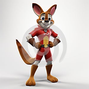 Happy Kangaroo Cartoon: Action-packed Superhero Character In Pixar Style photo
