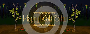 Illustration Of Traditional Background For kati Bihu Happy Bihu photo