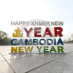 Happy Khmer New Year Cambodia New Year 3D rendering photo