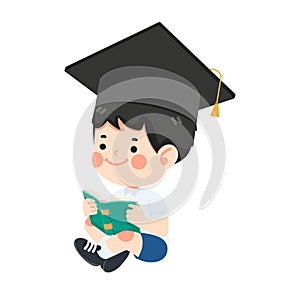 happy kid Graduated student cartoon