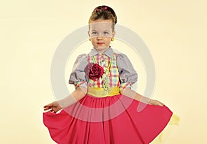 Happy kid having fun. Fashion and beauty in pinup style, childhood. fashion and retro style.