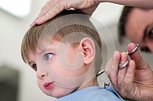 Happy Kid Having Haircut