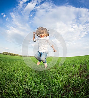 Happy kid jumping